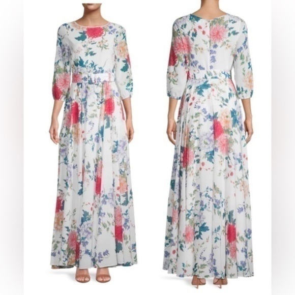 Yumi Kim Dresses & Skirts - Yumi Kim Hudson Belted Maxi Dress 3/4 Blouson Sleeves Ivory Floral Small NWT